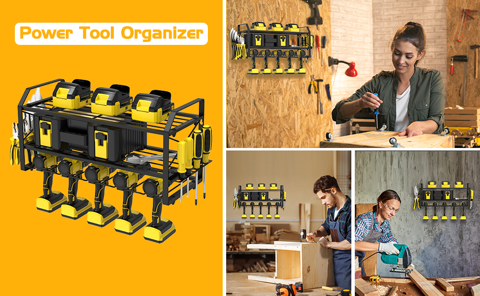 Samyoung Power Tool Organizer Wall Mount with 5 Drill Slots