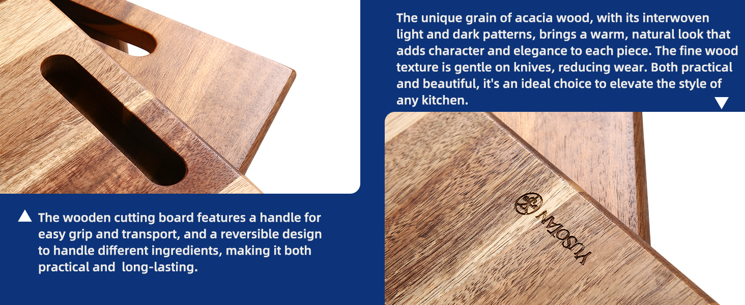 3-piece Acacia Wooden Cutting Board Set for Kitchen