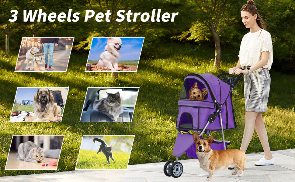 BLKMTY Dog Stroller Folding Dog Stroller for Medium Dogs Pet Stroller Cat Stroller 3
