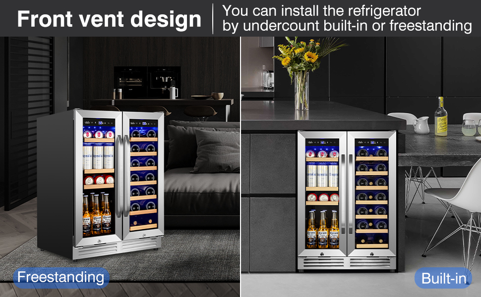 Velivi Wine and Beverage Refrigerator Upgraded, 24 Inch