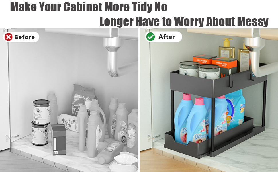 MEAFBIRD 2 Pack Under Sink Organizer, 2 Tier Bathroom Organizer