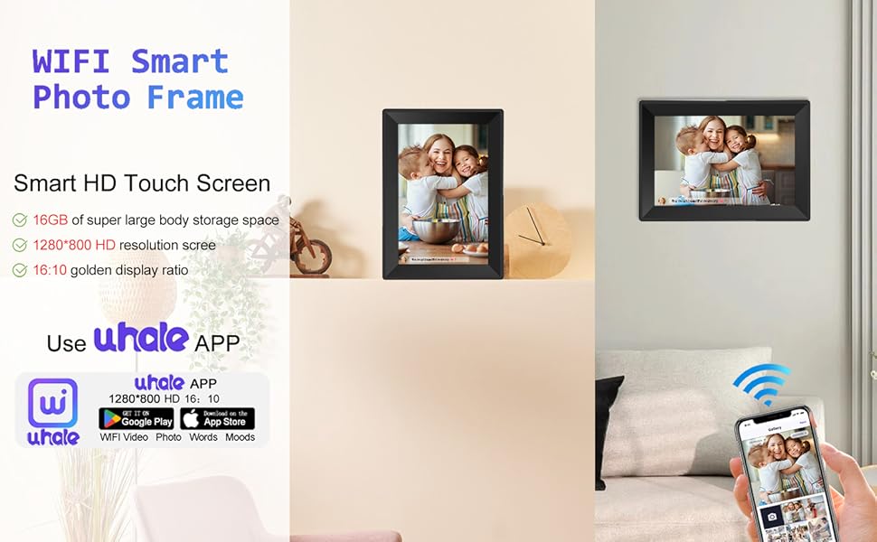 FOOJOE 10.1Inch WiFi Digital Picture Frames 1280 * 800 HD