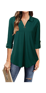 3/4 roll sleeve tops for women