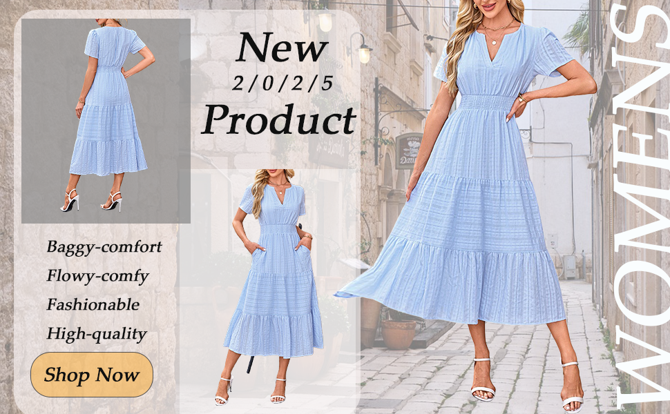 Amazon.com: Summer Dresses for Women 2025 Midi Short Sleeve