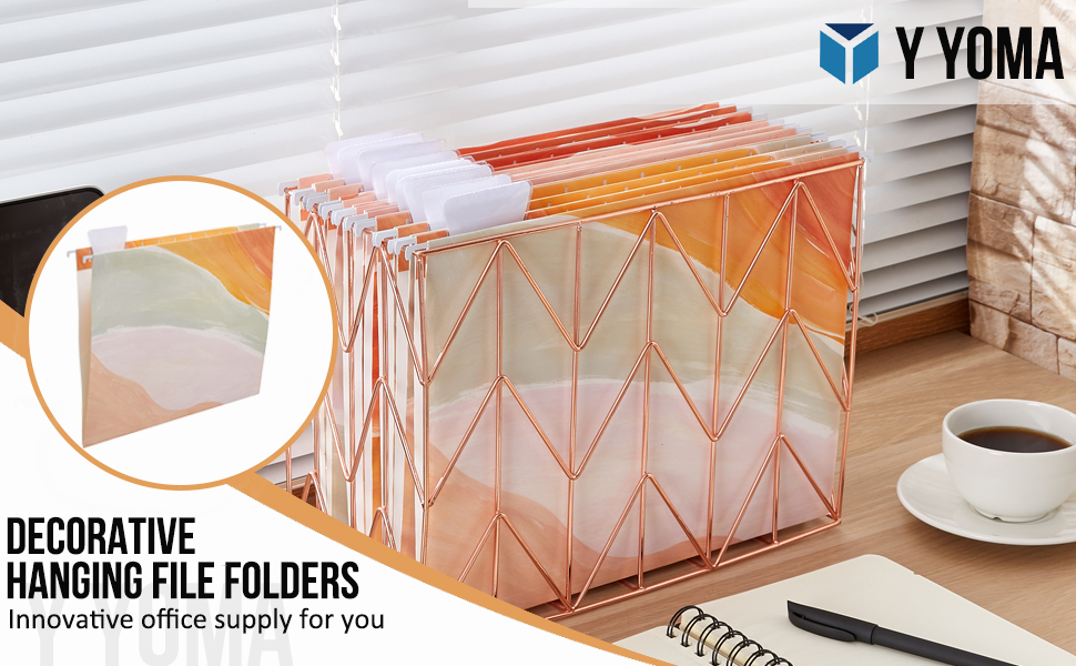 Y YOMA 9 Pack Decorative Hanging File Folders Letter Size