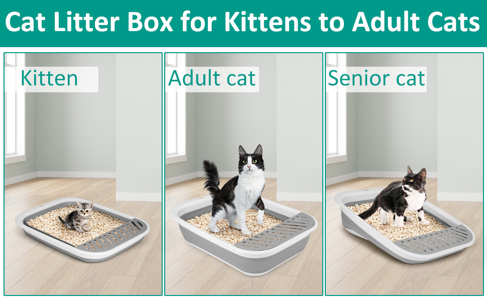VAlinks Collapsible Cat Litter Box for Kittens to Senior