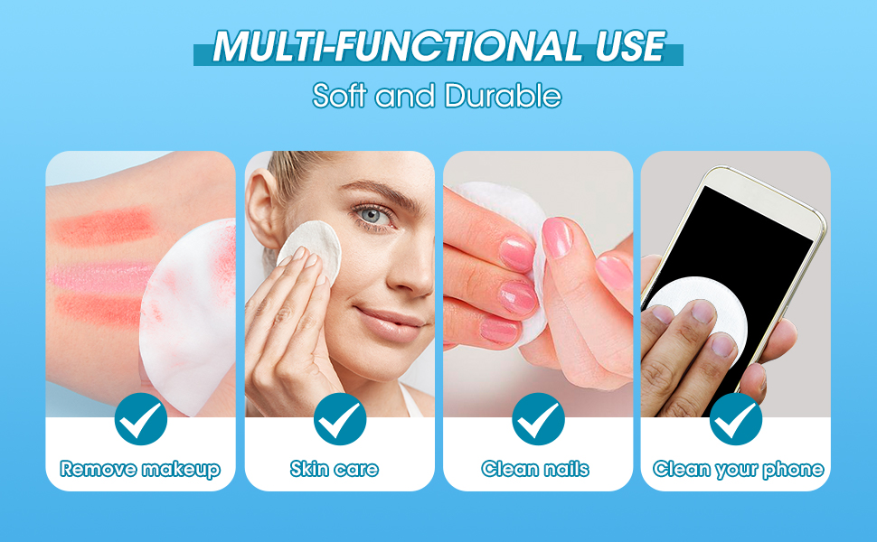 krofaue 300PCS Round Cotton Pads for Face LintFree Cotton