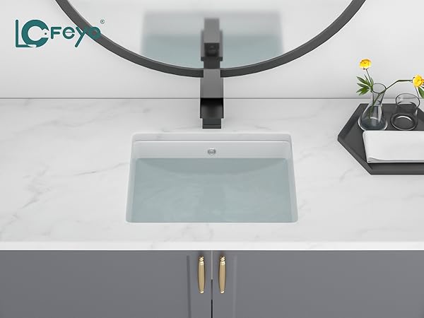 yokunero　　0118 MSI White 21 in. X 18 in. Oval Porcelain Overmount Vanity