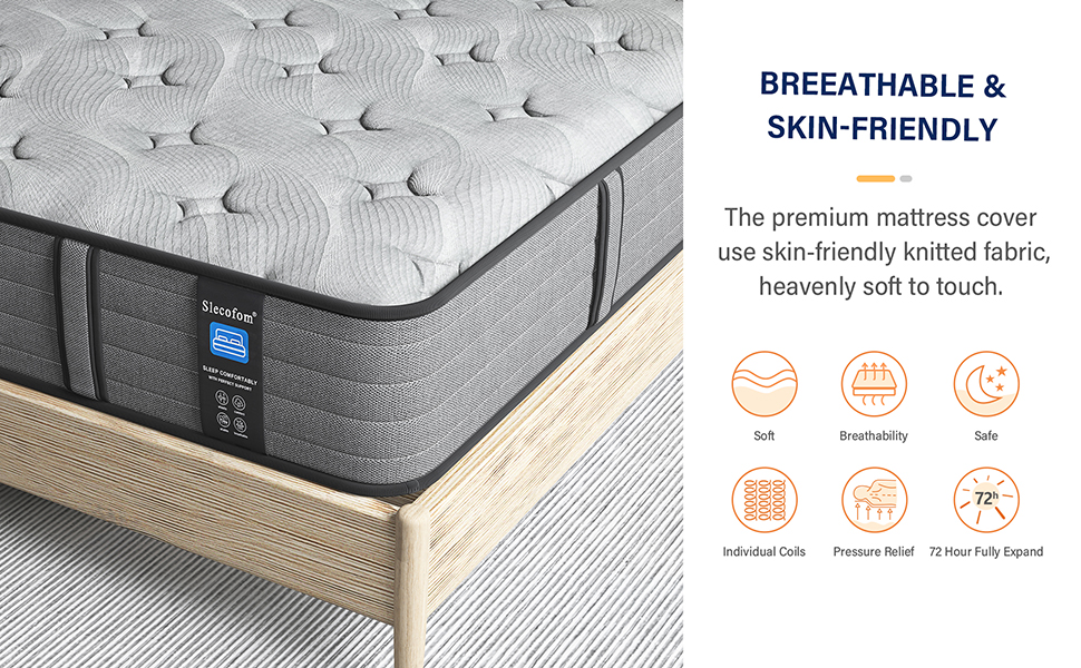 Slecofom Queen Mattress,10 Inch Gel Memory Foam Pocket