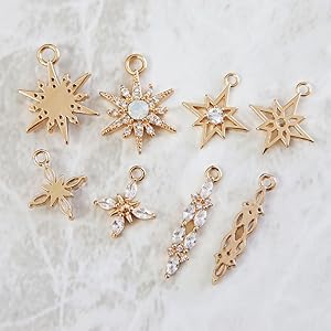 Amazon.co.jp: [UNI STONE] 【2個】 ジルコニア チャーム メタル
