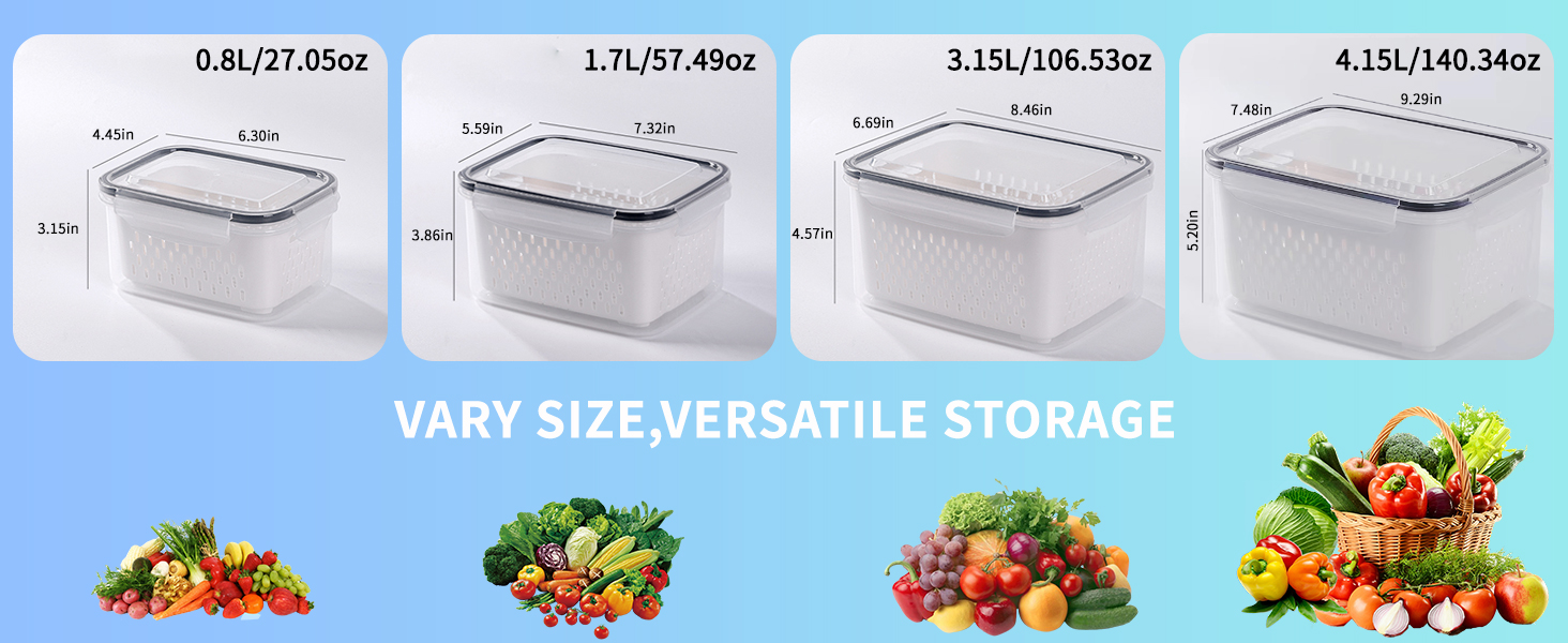 Pure Future 4 Pack Fridge Fruit Storage Containers, Vegetable storage