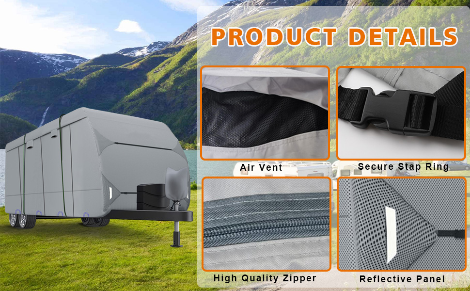 Richeer 2730 ft 300D Travel Trailer RV Cover, Windproof & AntiUV Travel Trailer Camper Cover
