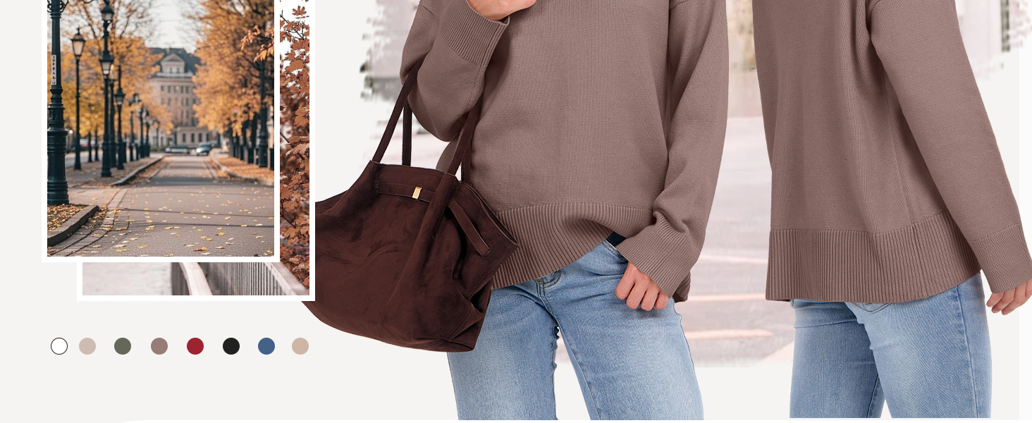 Womens Turtleneck Sweaters Long Sleeve Oversized Chunky Knit High Low Hem Pullover Sweater