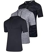 Real Essentials 3 Pack: Men's Dry Fit Short Sleeve Active Athletic Hoodie Pullover Sweatshirt (Av...