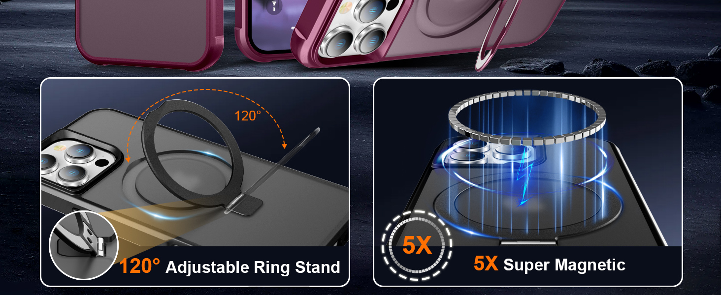 iPhone case with stand magsafe ring magnetic