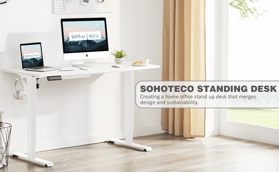office worker✨ Amazon.com: SohoTeco Electric Standing Desk, 48x24 Height