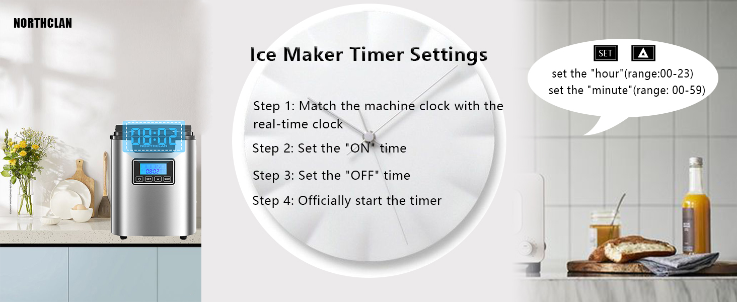 Ice Maker Machine 3 Ice Cube Sizes, NORTHCLAN Countertop Ice Cube Maker