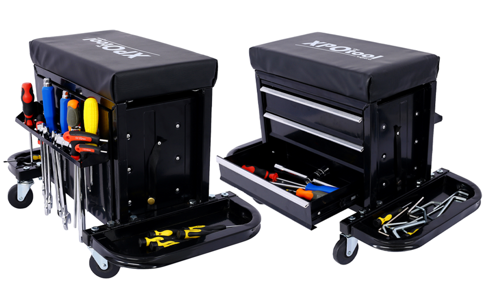 Campfun Rolling Creeper Seat, 350Pound Capacity Garage Glider Rolling Tool Chest