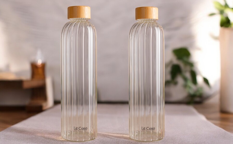 Madie Borosilicate Water Bottle Set Of 2 1000ML Each