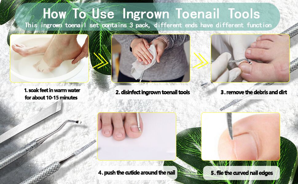 Ingrown Toenail ToolPedicure Tools, 3 Pcs Professional Ingrown Toenail