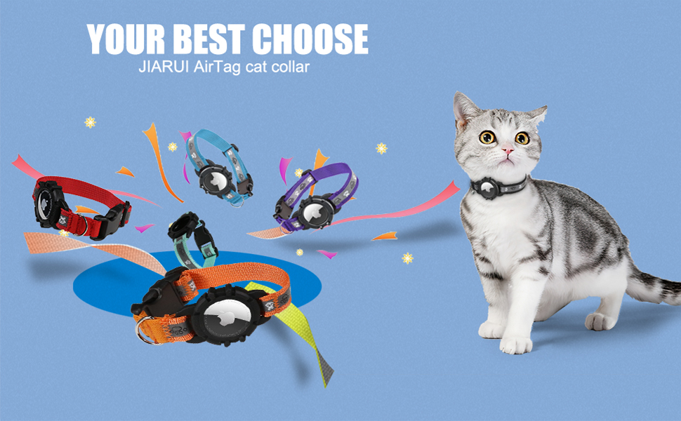 Reflective Airtag Cat Collar, JIARUI Integrated Apple Airtag Cat Collar