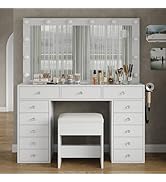 Amazon.com: Yanosaku Vanity Desk & Power Outl, Makeup Vanity with
