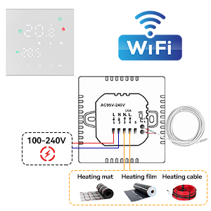 MincoHome Smart Thermostat Touch Screen WiFi Enabled Programmable Temperature Control For Electric Heating/Gas Boiler Save Energy (Black Electric Heating) 15 M3 16A
