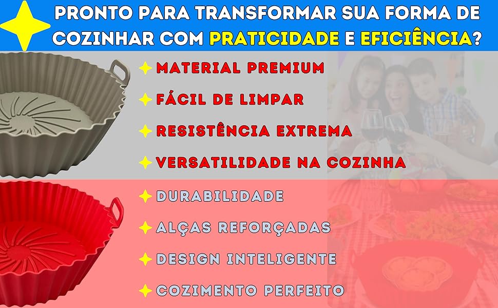 Kit 8 Formas Silicone Para Air Fryer Antiaderente