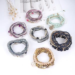 YADOCA Bohemian Stackable Beaded Bracelets for Women