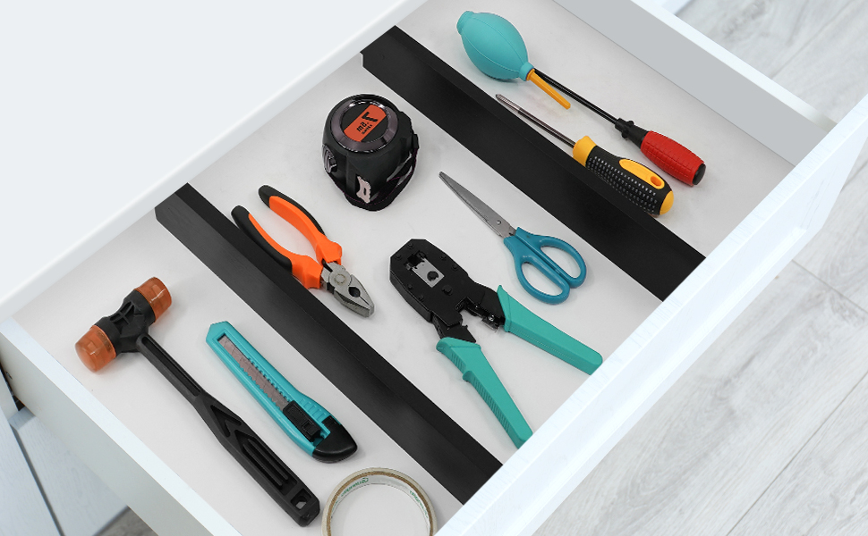 Utoplike 4 Pack Bamboo Kitchen Drawer Dividers,Adjustable Black Drawer