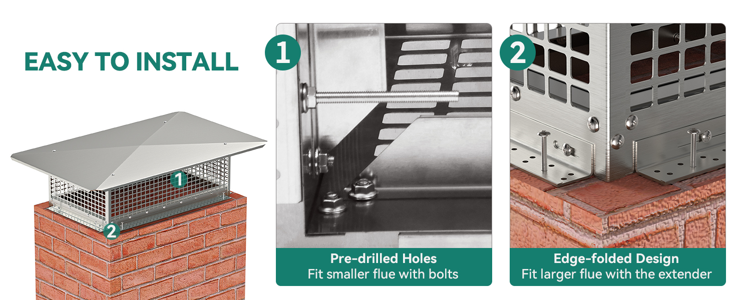 YITAHOME Chimney Cap, 17" x 29" Chimney Cover for Outside