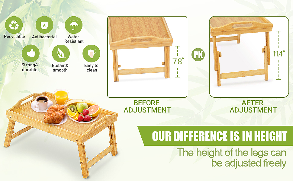 Mayyol Large Breakfast Bed Tray for Eating Height