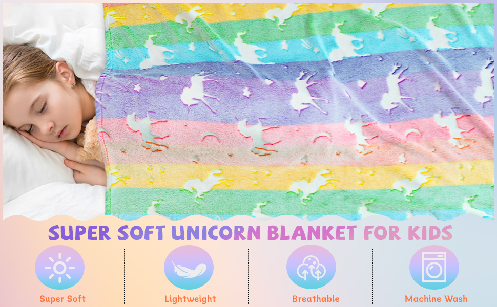 ORDM Glow in The Dark Unicorn Blanket Pink Unicorn