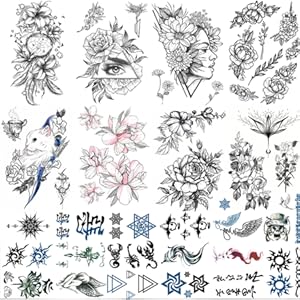Black Large Flowers Tattoos Art(L42)