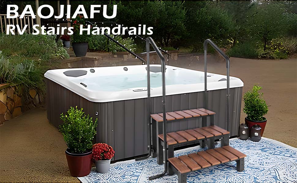 BAOJIAFU Hot tub Steps with handrails 550 LB Load Capacity