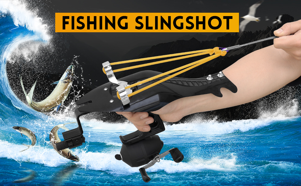 Fishing Slingshot with Reel and Rubber Bands Professional