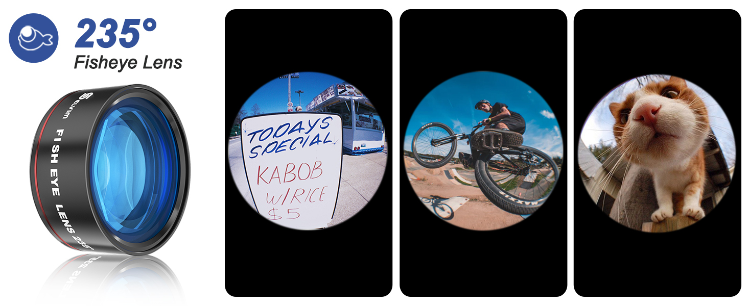 Selvim Phone Camera Lens Kits, Upgrade 4 in 1 Phone Lens 235° Fisheye