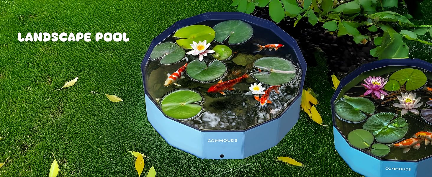 COMMOUDS Foldable Dog Pool, Collapsible Hard Plastic Dog Kiddie Swimming Pool, Portable Pet Bath Tub Wading Pools for Kids and Puppy Small Medium Large Dogs(71inch.D x 12inch.H)