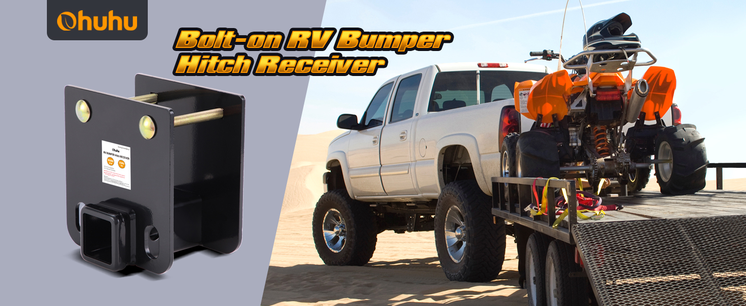 Ohuhu RV Bumper Hitch 2" Receiver Adapter with Hitch Pin