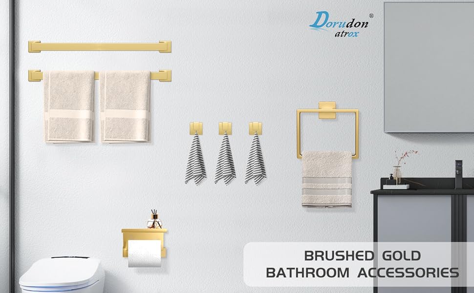 Brushed Gold Towel Bar Set