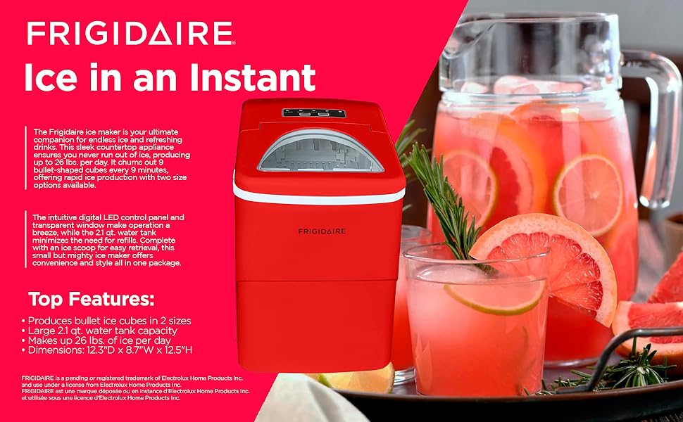 Frigidaire EFIC108RED Compact Ice Maker (Red) Amazon.ca Home