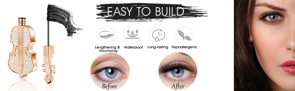 Gireatick 1Pcs Violin 4D Silk Fiber Lash Mascara