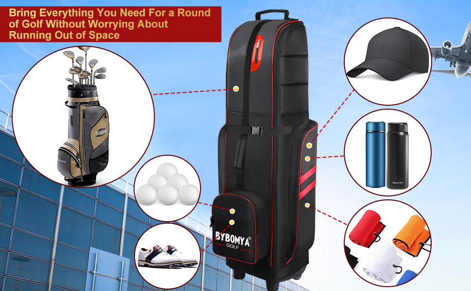 BYBOMYA SoftSided Golf Travel Bag Padded Heavy Duty 1680D