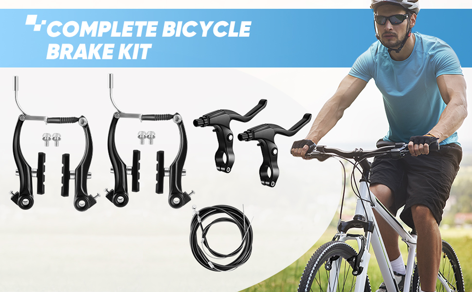 Hmseng 2 Pairs Bike Brakes, Universal Complete V Bike Brakes Set