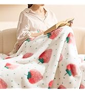 Bedsure Cute Strawberry Decor Throw Blanket Pink for Kids - Soft Fleece Throw Home Decor for Girl...