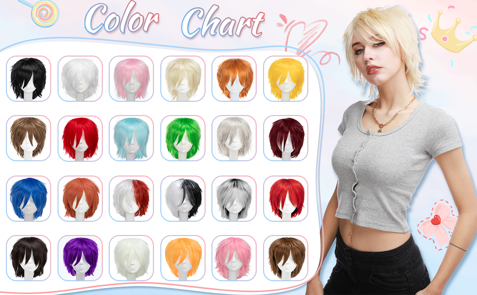 colorful anime cosplay wig men