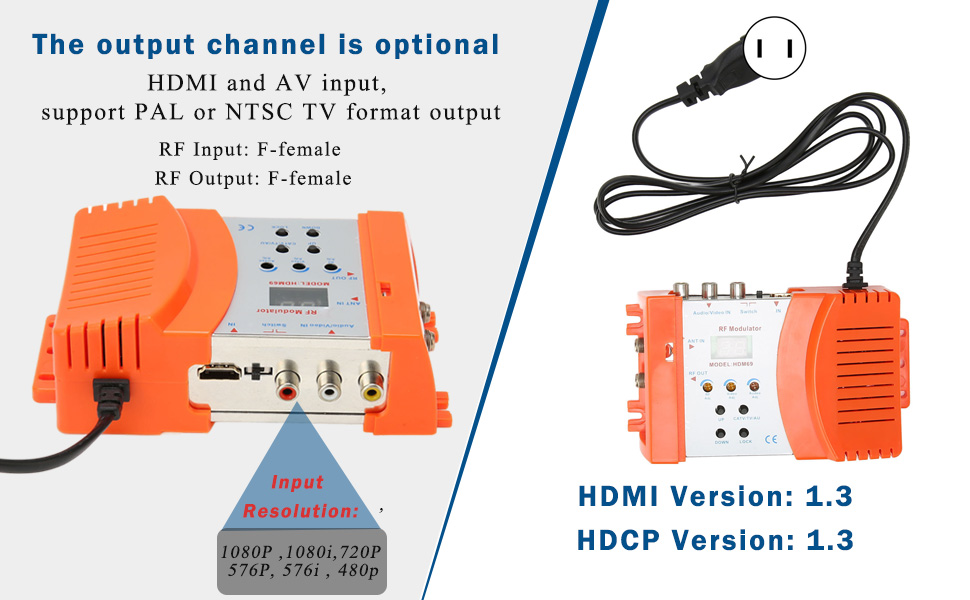 Digital RF Modulator, HDM69 HDMI AV to RF Converter Support PAL NTSC