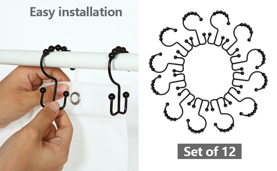 Qazvmlp Shower Curtain Hooks,304 Stainless Steel Shower