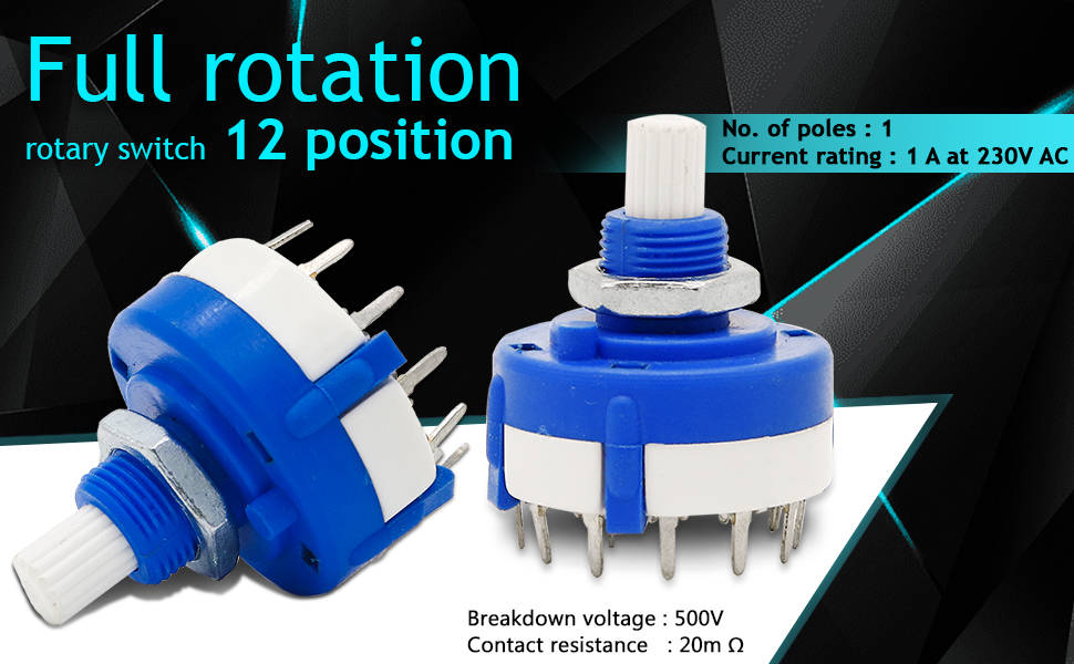 Electronic Spices 1 pole 12 way 26 mm Wiring Selector Rotary Switch