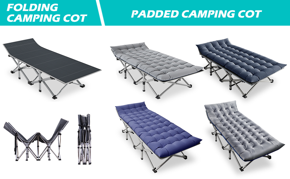 NAIZEA Folding Camping Cots for Adults, Folding Cot with Mattress Camping Bed Camp